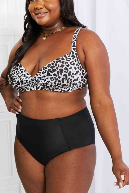 Marina West Swim Take A Dip Twist Hochhaus-Bikini in Leopardenmuster