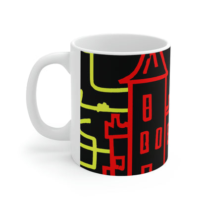 "A Haunted Shadow: The Dark Secrets of the Old Castle on a Gloomy Night" - The Alien Taza de cerámica 11 oz