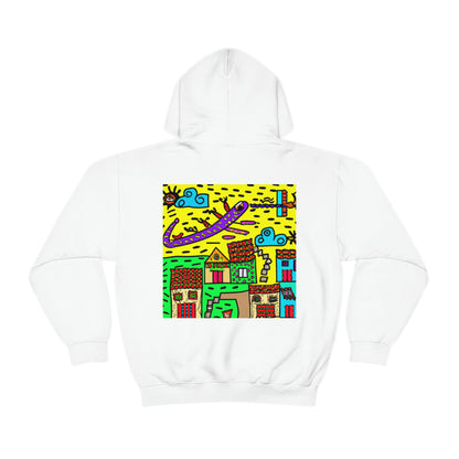 "A Slumbering Village of the Soaring Dragon" - La sudadera con capucha extraterrestre unisex