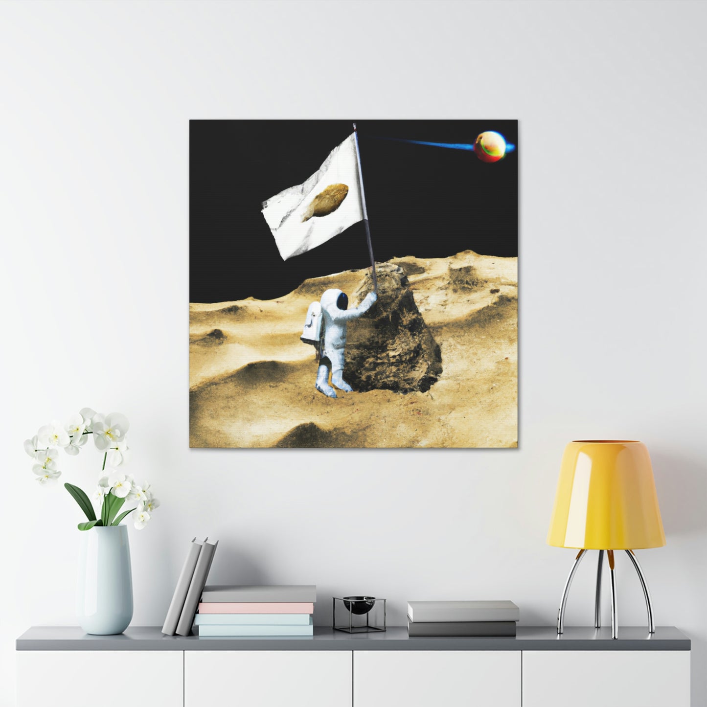 "Reclamando espacio: la plantación de la bandera del asteroide del astronauta" - The Alien Canva