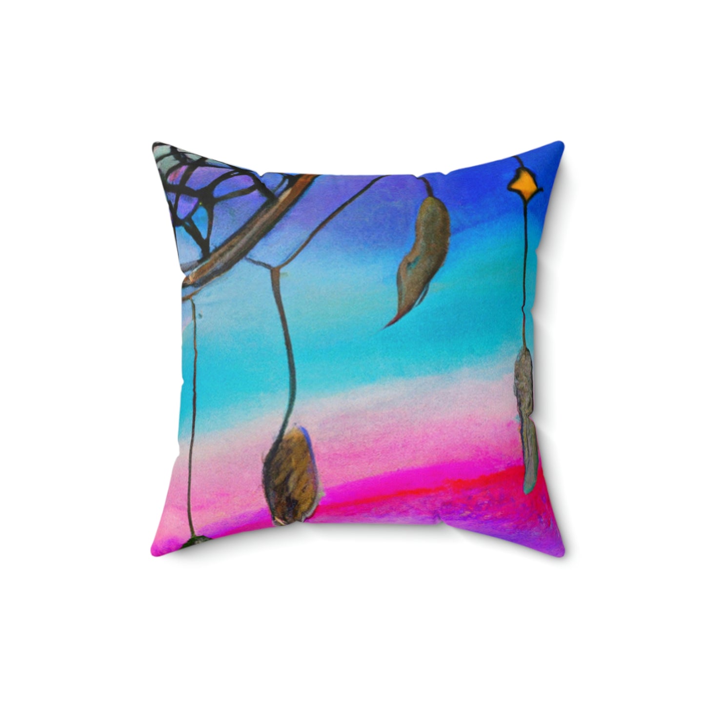 "A Galaxy of Dreams: A Colorful Dreamcatcher Captures Falling Stardust" - The Alien Square Pillow