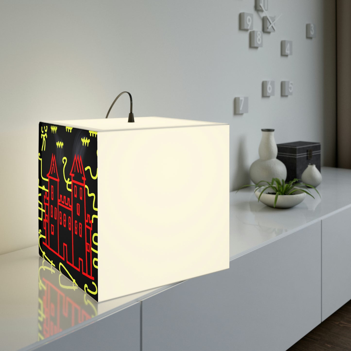 "A Haunted Shadow: The Dark Secrets of the Old Castle on a Gloomy Night" - The Alien Light Cube Lamp