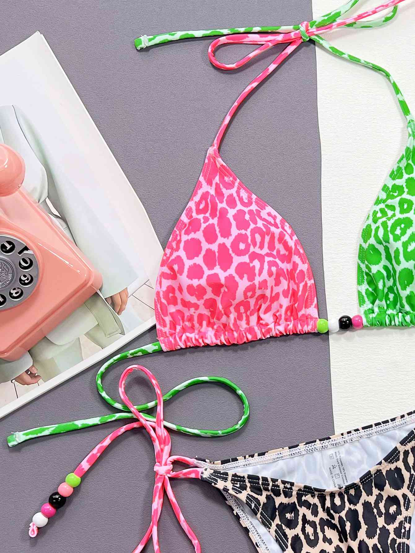 Neckholder-Bikini-Set mit Leopardenmuster