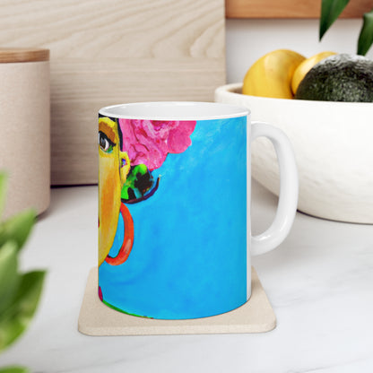 "Fierce and Free: Un tributo inspirado en Frida Kahlo a las mujeres mexicanas" - Taza de cerámica The Alien 11 oz