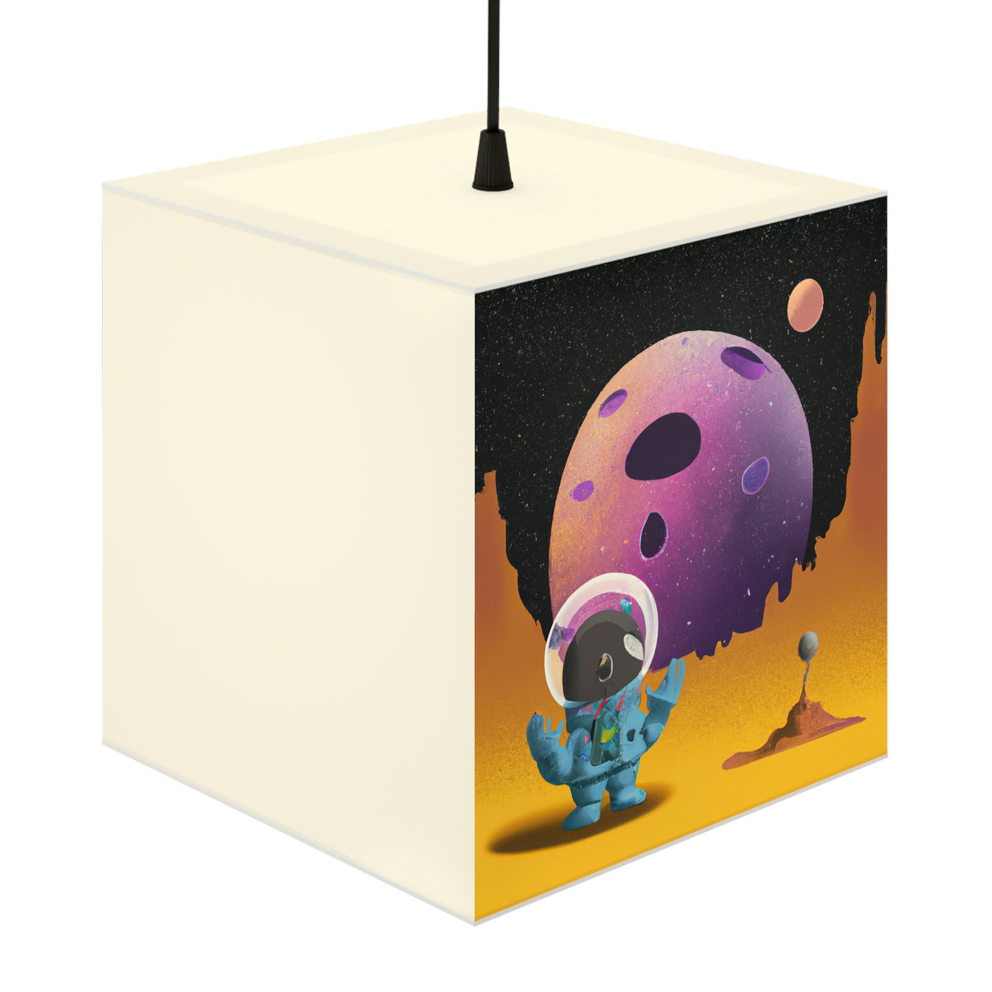 "Exploring the Unknown: The Adventures of a Space Captain and the Mysterious Planet" - Die Alien Light Cube Lampe