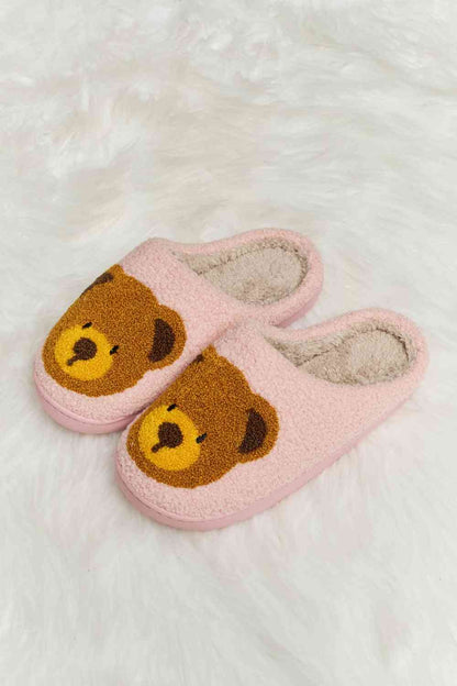 Pantuflas tipo chanclas de felpa con estampado de osito de peluche Melody