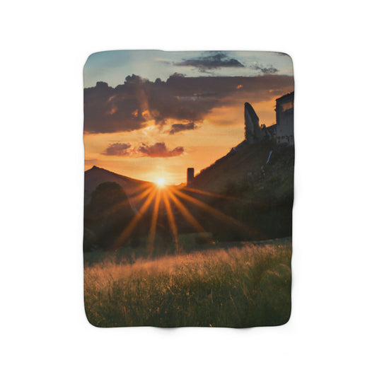 "Enchanted Evening at an Abandoned Castle" - The Alien Sherpa Fleece Blanket