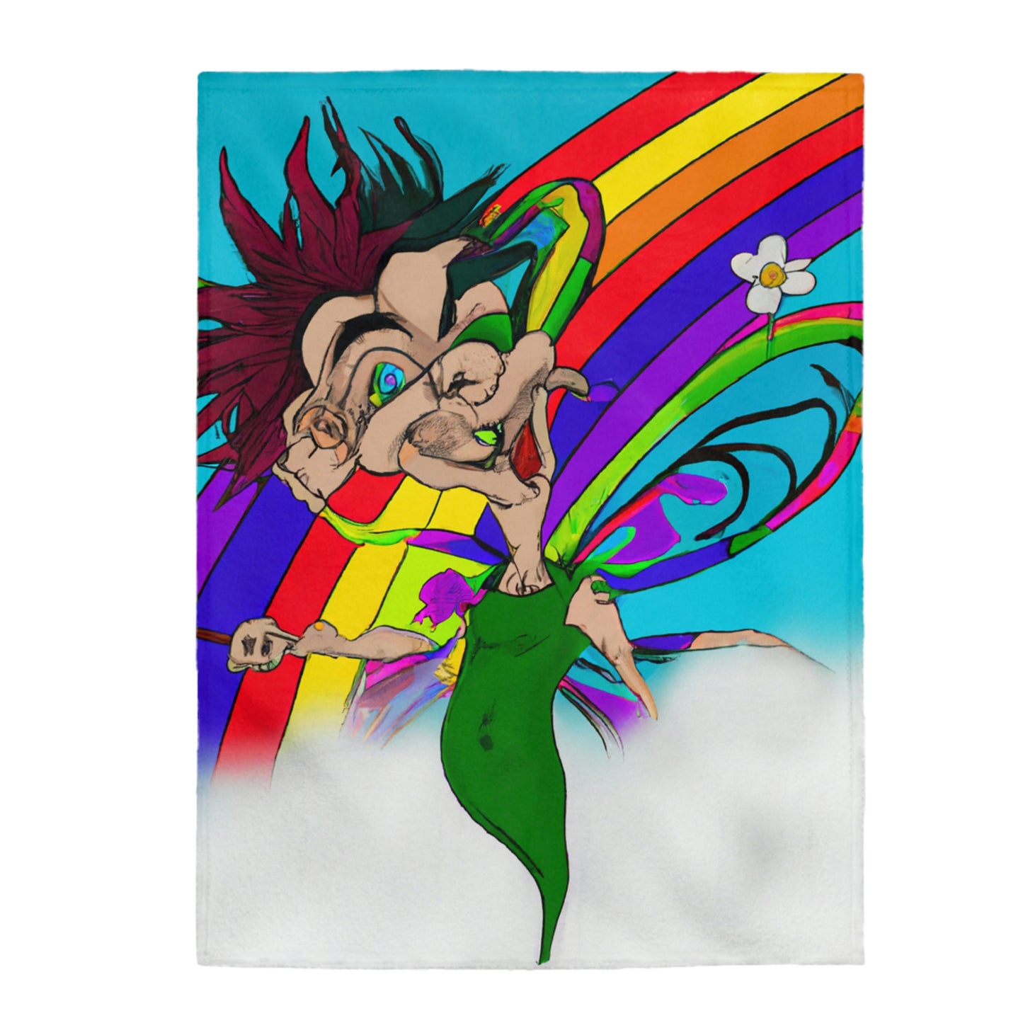 Rainbow Mischief Fairy - The Alien Velveteen Plush Blanket