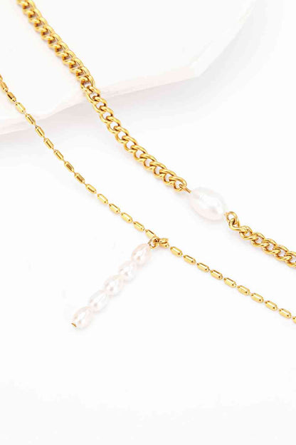 Double-Layered Freshwater Pearl Stainless Steel Necklace