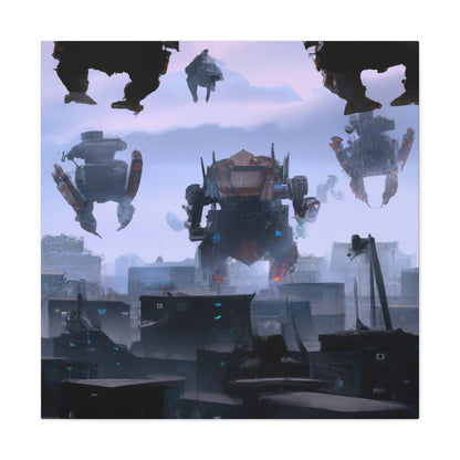 "Mech Mayhem: The Giant Robot City Showdown" - The Alien Canva