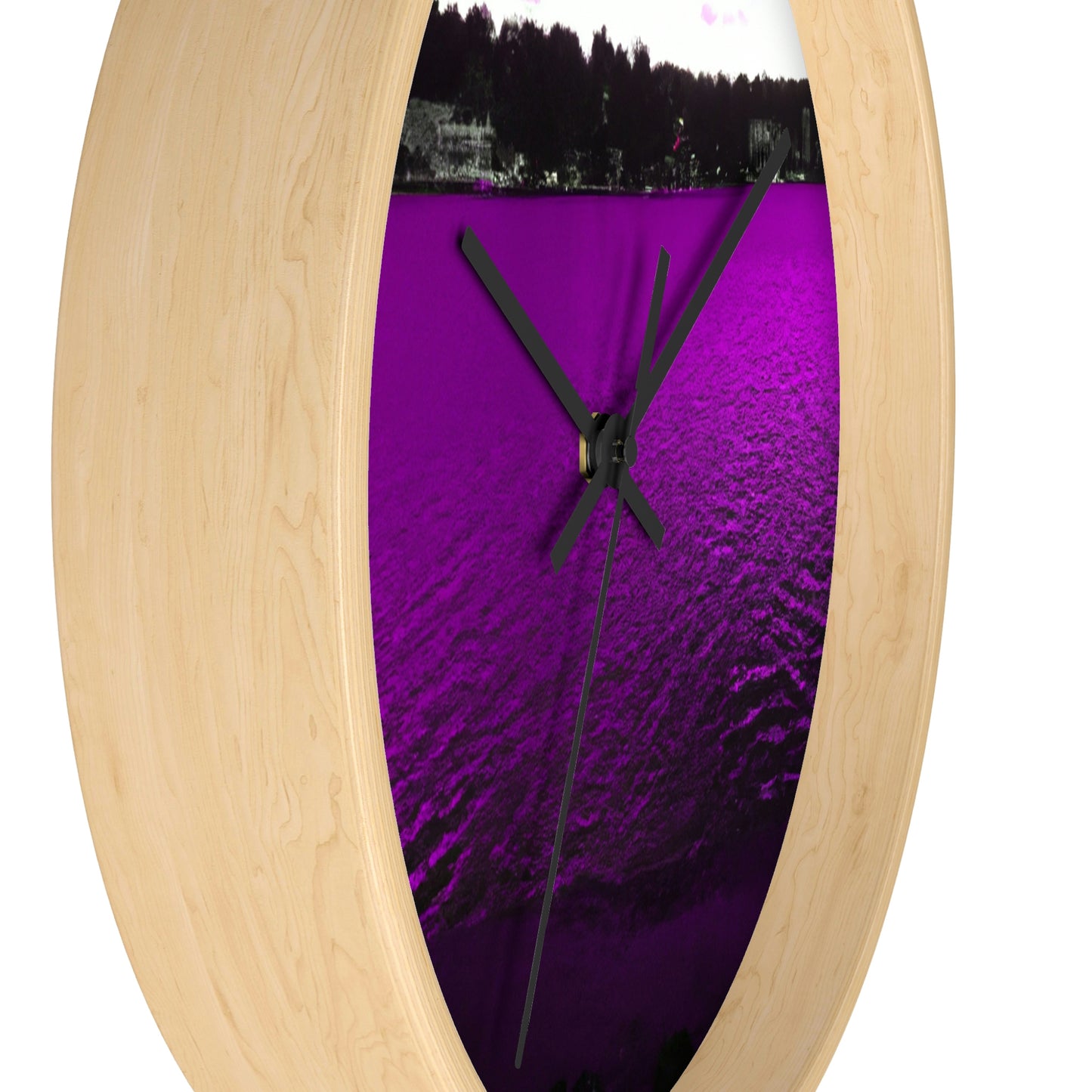 "The Neon Purple Lakefront" - The Alien Wall Clock