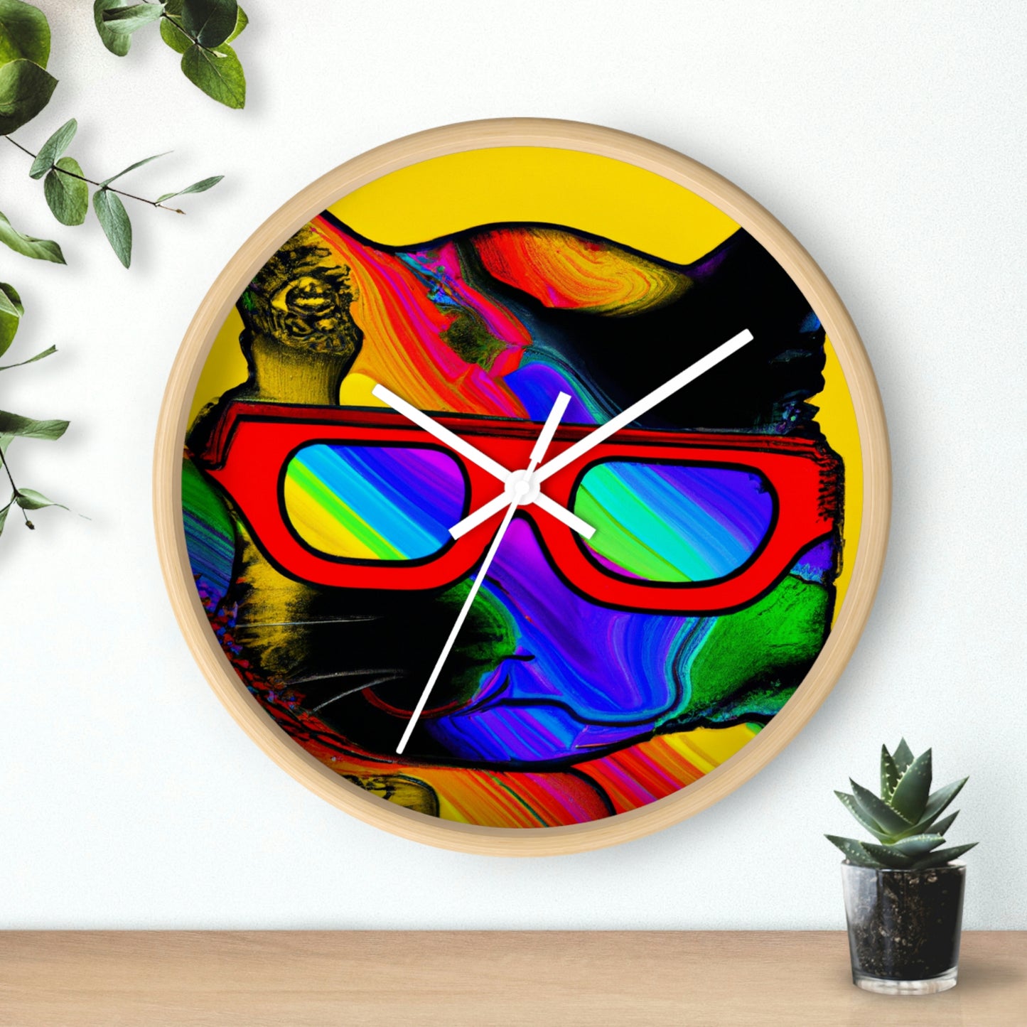 "Gato genial con gafas de sol" - El reloj de pared alienígena