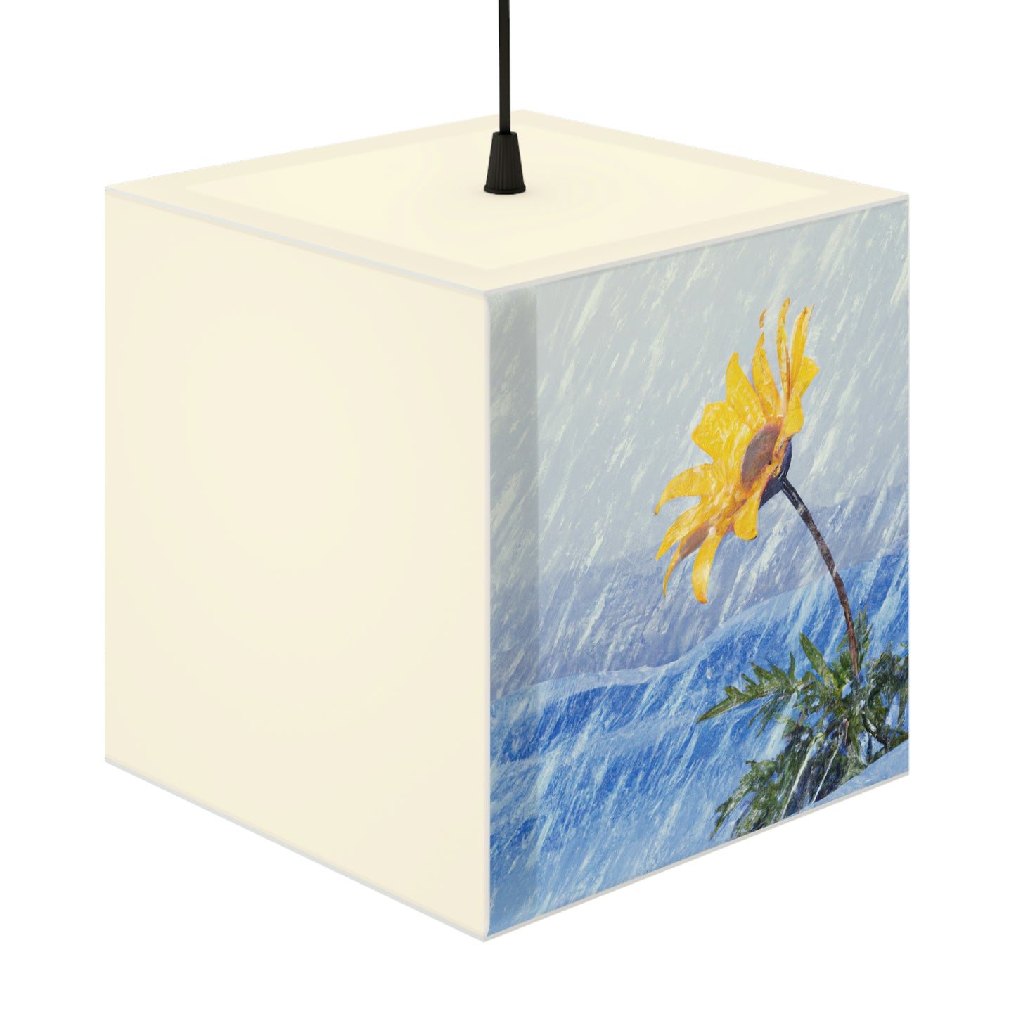 "A Burst of Color in the Glistening White: The Miracle of a Flower Blooms in a Snowstorm" - The Alien Light Cube Lamp