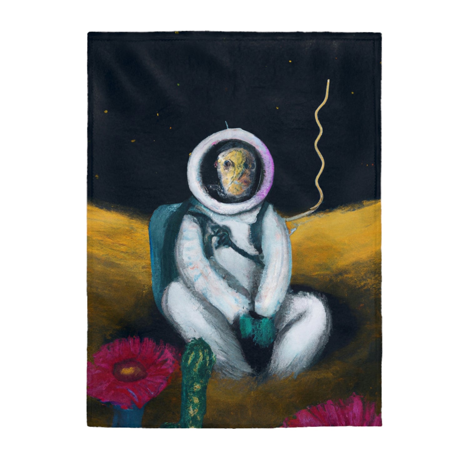 "Alone in the Dark: A Solitary Astronaut's Survival" - The Alien Velveteen Plush Blanket