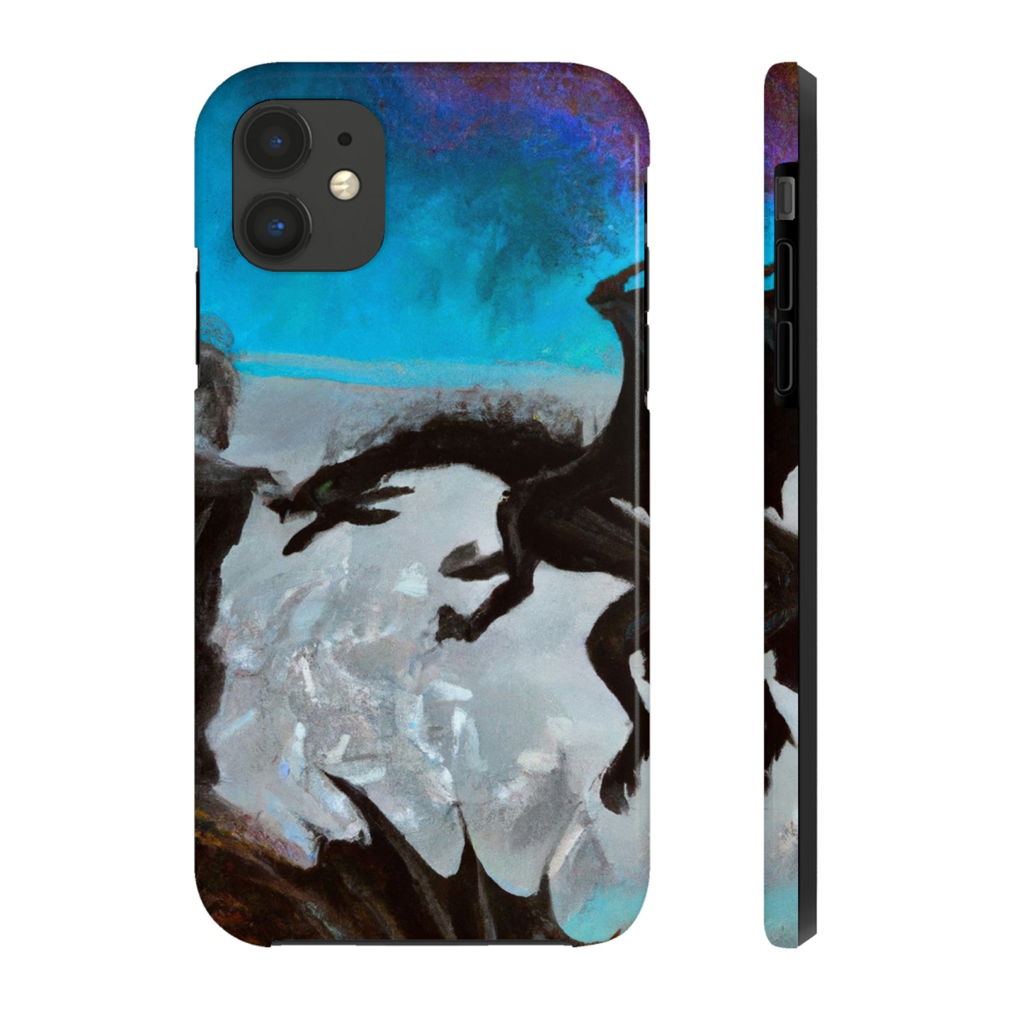 "Clash of Fire and Steel on the Moonlit Cliff" - The Alien Tough Phone Cases