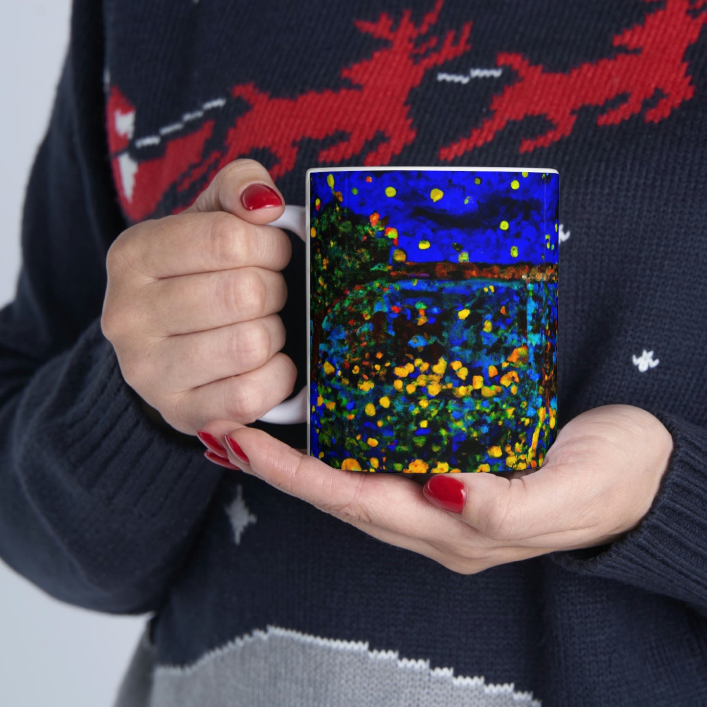 "A Midnight Celebration in Grandma's Garden" - The Alien Ceramic Mug 11 oz