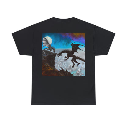 „Clash of Fire and Steel on the Moonlit Cliff“ – Das Alien-T-Shirt