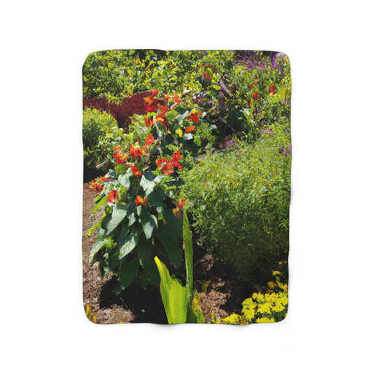 "Garden of Colorful Radiance" - The Alien Sherpa Fleece Blanket