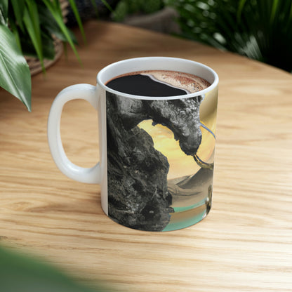 The Knight and the Dragon's Throne - The Alien Taza de cerámica 11 oz