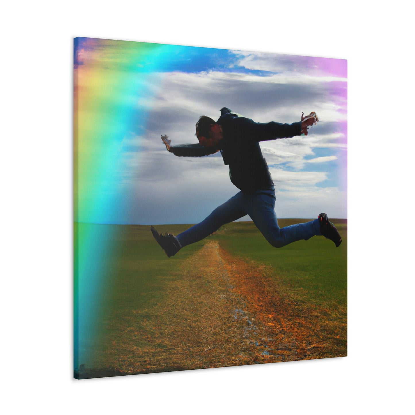 Regenbogen-Jumper-Künstler - Leinwand