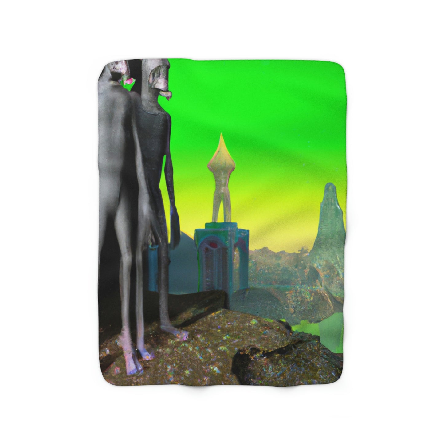 "Intergalactic Wanderings: Exploring the Storied Ruins of a Long-Forgotten Castle" - The Alien Sherpa Fleece Blanket