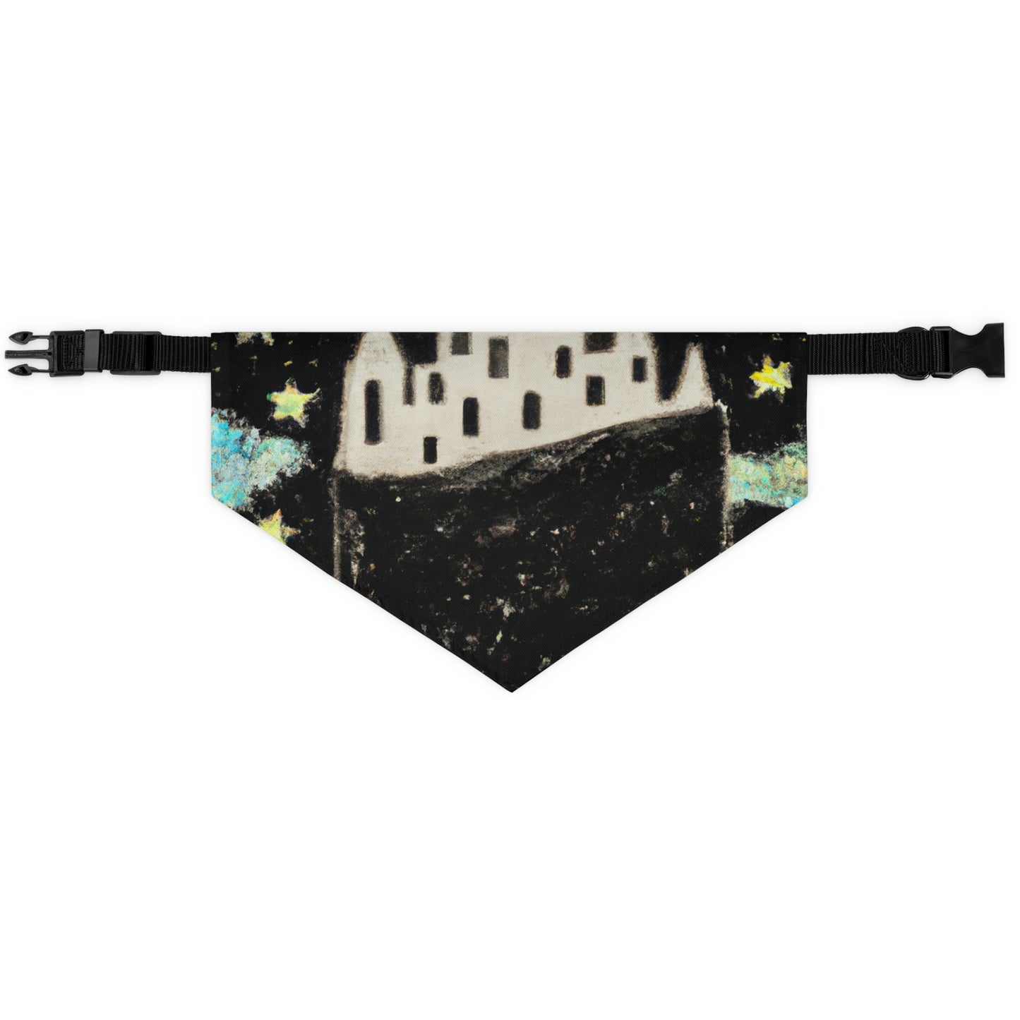 "Cosmic Oasis: A Journey to a Floating City Inmitten the Sea of ​​Stars" - Das Alien Pet Bandana Halsband