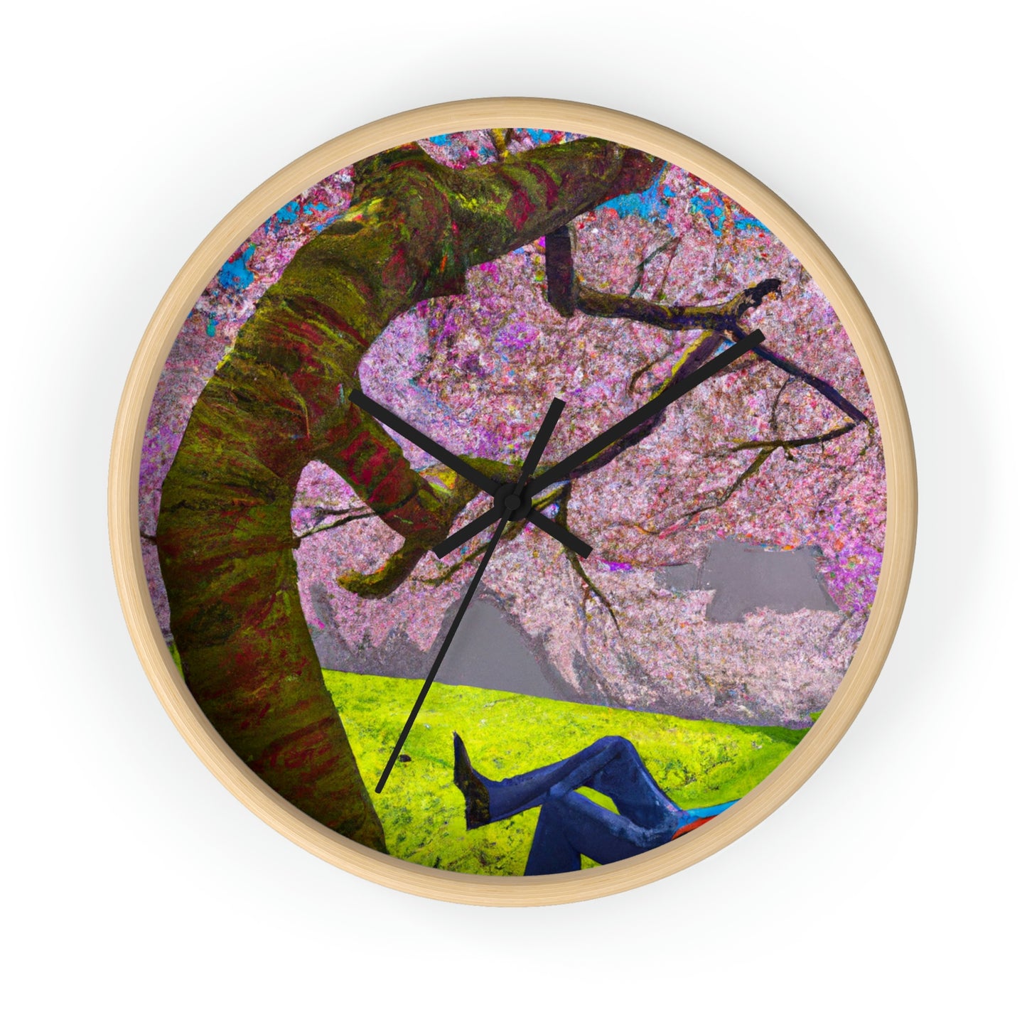 "A Moment of Calm Beneath the Cherry Blossoms" - The Alien Wall Clock