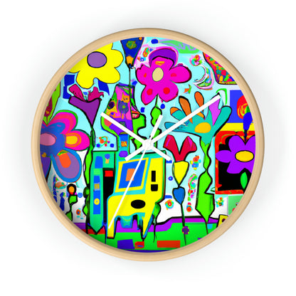 "A Mystical Garden of Rainbow Petals" - The Alien Wall Clock