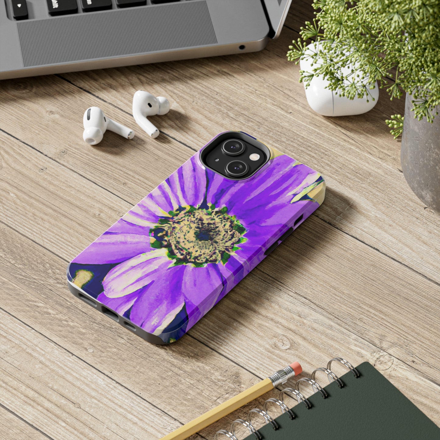 Pétalos morados estallando: crea una llamativa fusión de margaritas y rosas - The Alien Tough Phone Cases