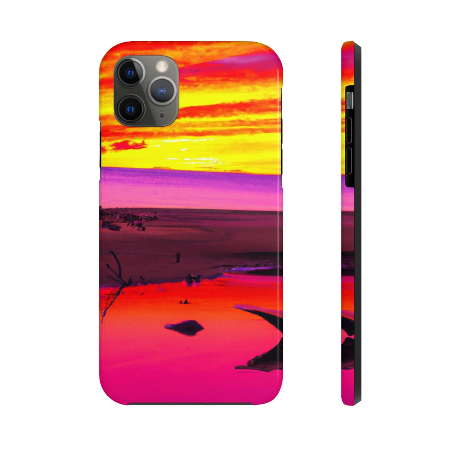 "Vergessener Trost: Die Pracht eines lebendigen Sonnenuntergangs an einem verlassenen Strand" - Die Alien Tough Phone Cases