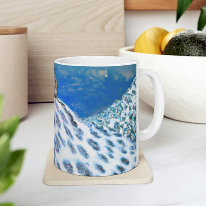 "Lonely Perch of the Snow Leopard" - The Alien Ceramic Mug 11 oz