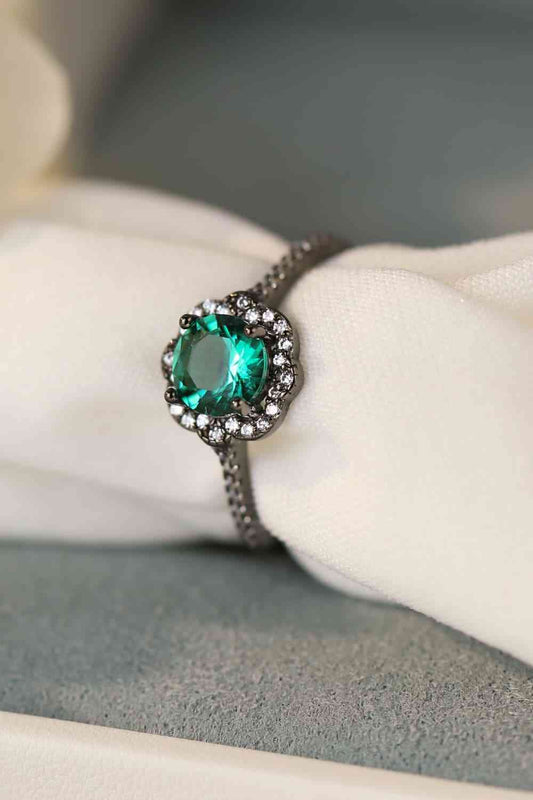 Paraiba-Ring in Blumenform mit blauem Zirkon