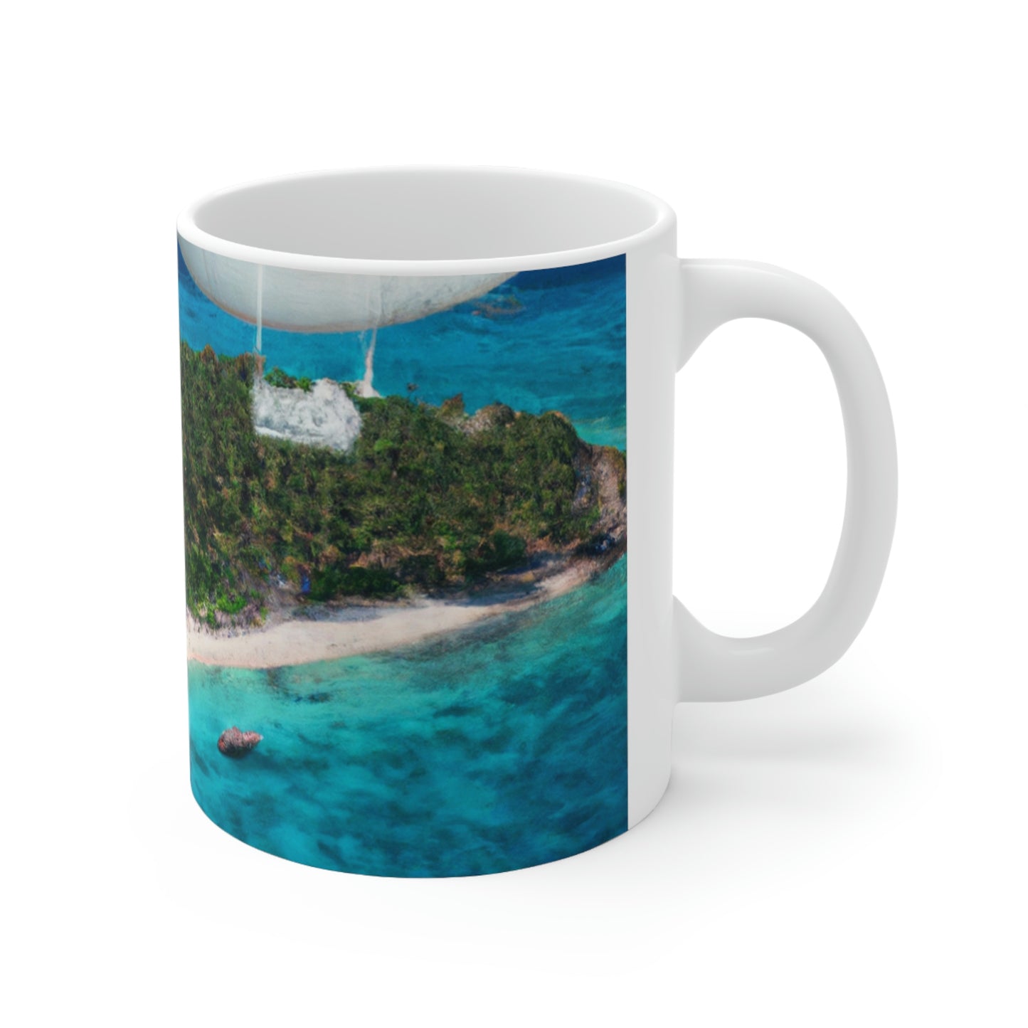 "Exploring Mystery Island by Airship" - The Alien Ceramic Mug 11 oz