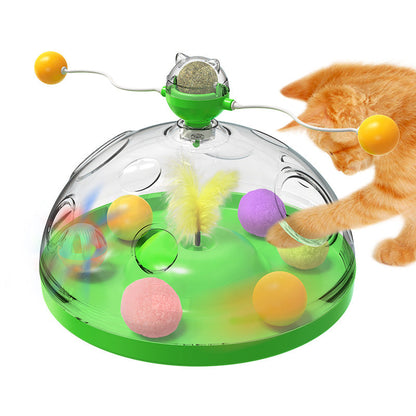 Meows Windmühle, lustiges Katzenspielzeug, interaktives multifunktionales Drehteller-Haustier-Lernspielzeug mit Katzenminze, leuchtender Ball, Windrad-Spielzeug, Haustierprodukte