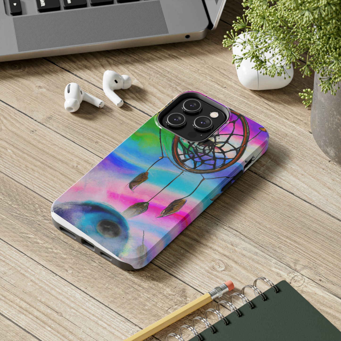 "Eine Galaxie der Träume: Ein farbenfroher Traumfänger fängt fallenden Sternenstaub ein" - Die Alien Tough Phone Cases