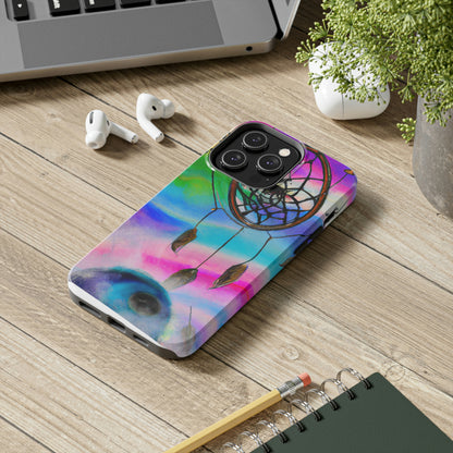 "Eine Galaxie der Träume: Ein farbenfroher Traumfänger fängt fallenden Sternenstaub ein" - Die Alien Tough Phone Cases