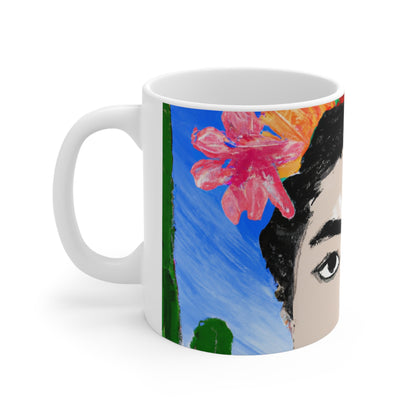 "Frida ardiente: pintando un ícono mexicano con cultura colorida" - Taza de cerámica The Alien 11 oz