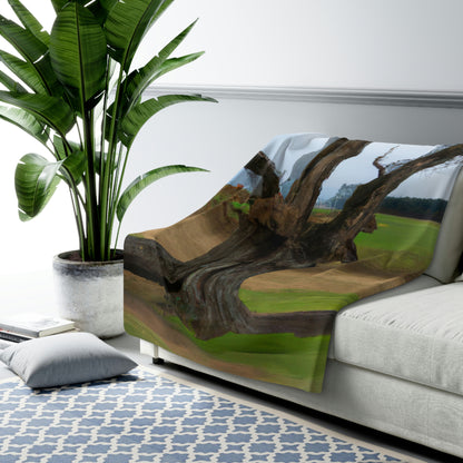 "A Shadow in the Meadow: The Last Standing Tree" - The Alien Sherpa Fleece Blanket