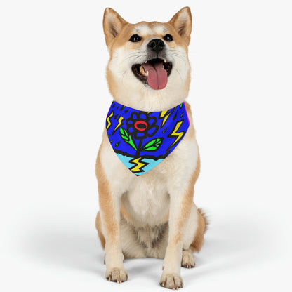 "A Bold Bloom Amidst the Storm" - El collar de bandana para mascotas alienígenas