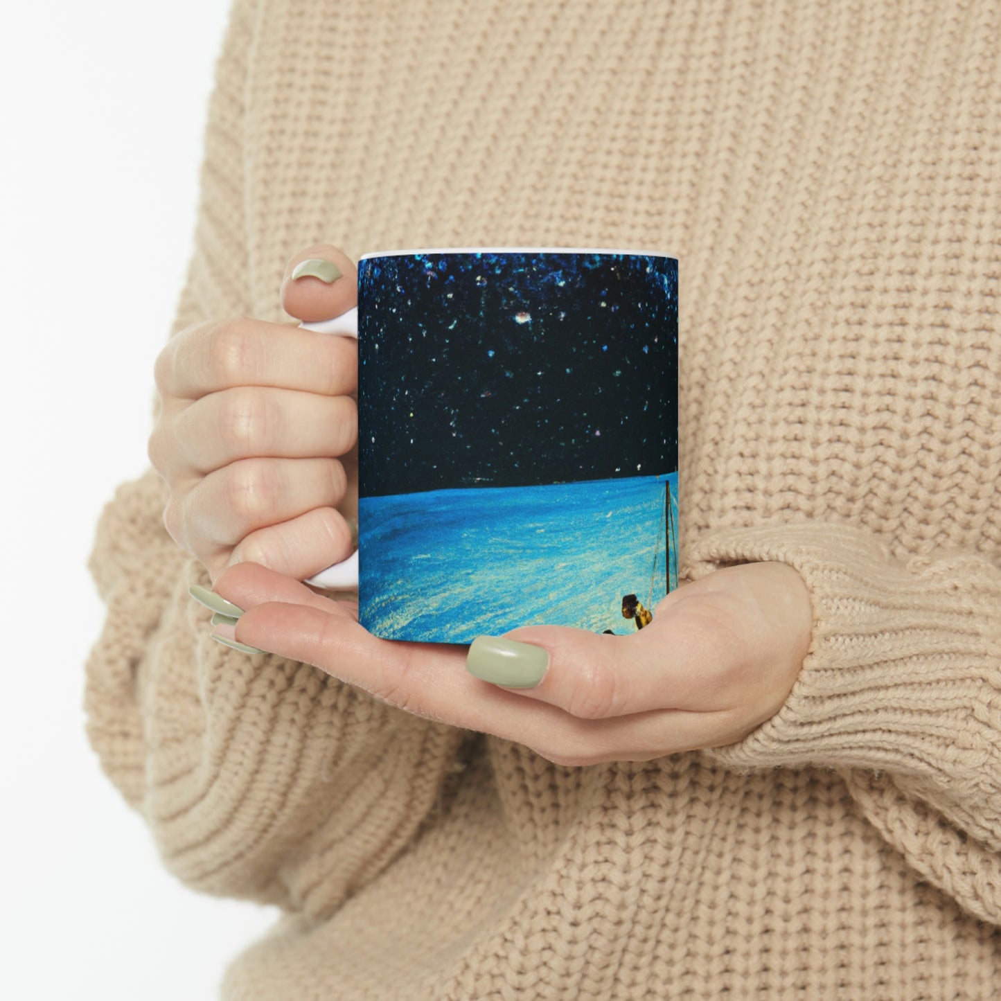 "Un viaje a la luz de las estrellas". - La Taza de Cerámica Alienígena 11 oz