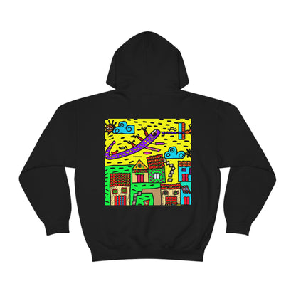 "A Slumbering Village of the Soaring Dragon" - La sudadera con capucha extraterrestre unisex