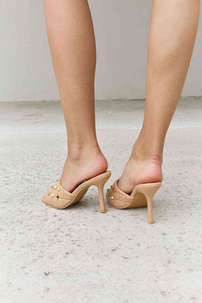 Forever Link – gesteppte Mule-Heels mit quadratischer Zehenpartie in Nude