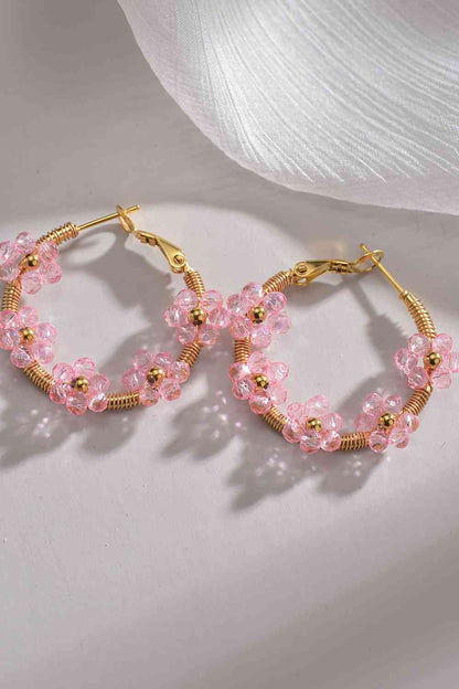 Pendientes de acero inoxidable con flores