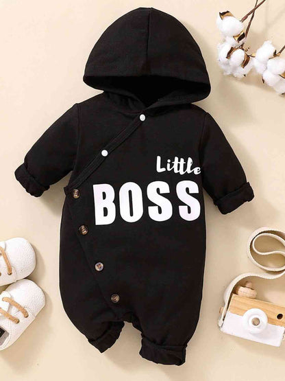 Baby LITTLE BOSS Graphic Hooded Jumpsuit