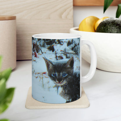 "Brave Kitten in the Frozen Storm" - The Alien Ceramic Mug 11 oz