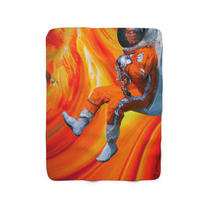 "Journeying in the Burning Orange Galaxy" - Die Alien Sherpa Fleecedecke