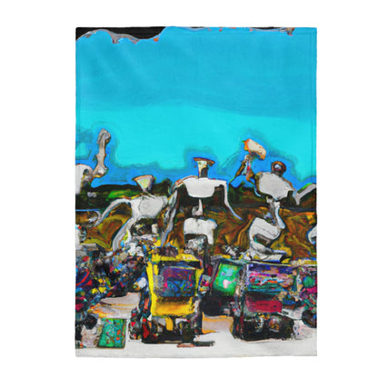 Robot Rolling Rhythms - The Alien Velveteen Plush Blanket