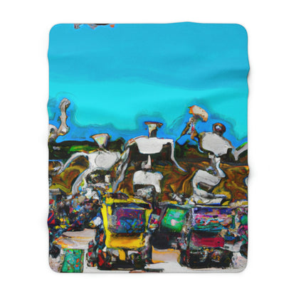 Robot Rolling Rhythms - The Alien Sherpa Fleece Blanket