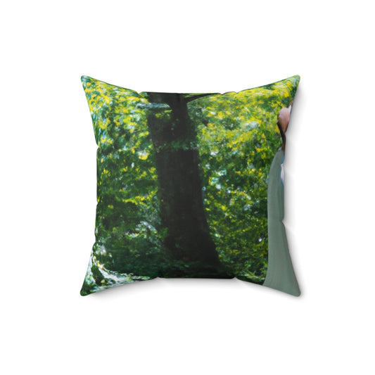 "Enchantment in Oil: A Young Artist's Vision of a Magical Forest" - The Alien Square Pillow