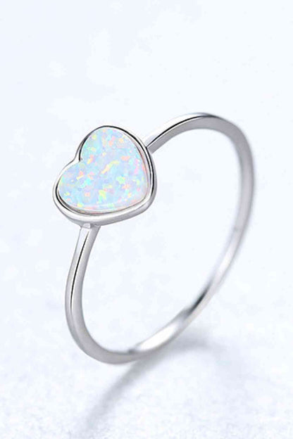 Opal-Herz-Ring aus 925er-Sterlingsilber